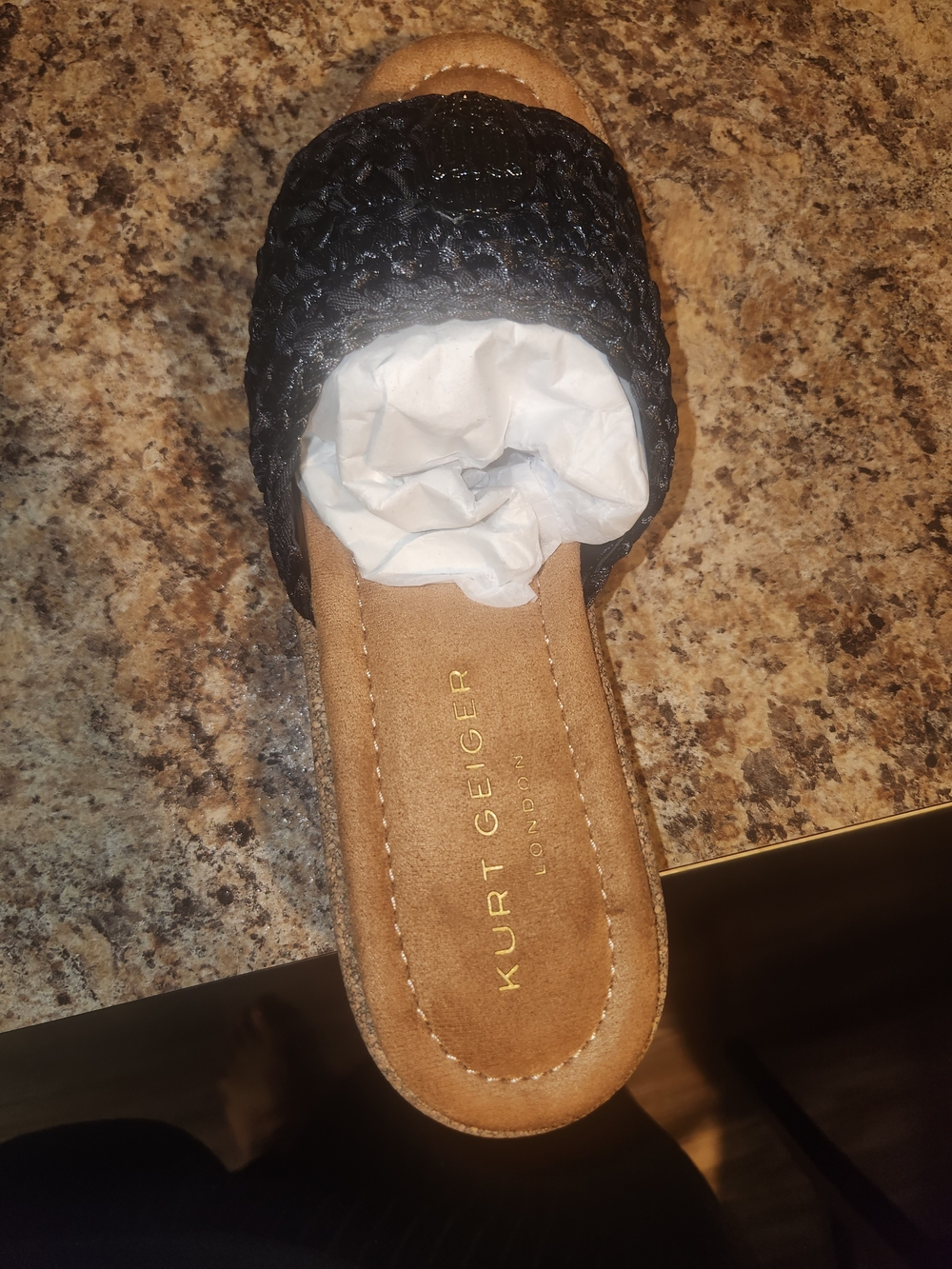 Kurt Geiger Black Woven Slide Mule